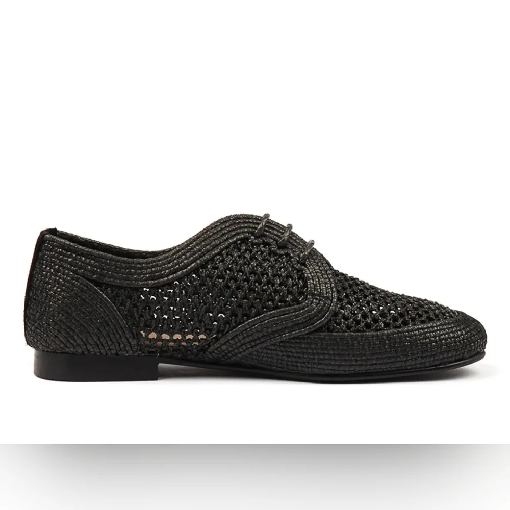 ANTHROPOLOGIE/SILENT D Roxford Black Raffia Size 7